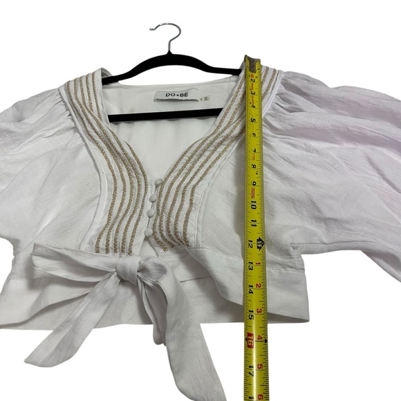 DO+BE I Kambria White Embroidered Tie-Front Top Small - Picture 5 of 10